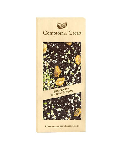 Comptoir du Cacao Dark Chocolate with Caramelised Pistachio 90g